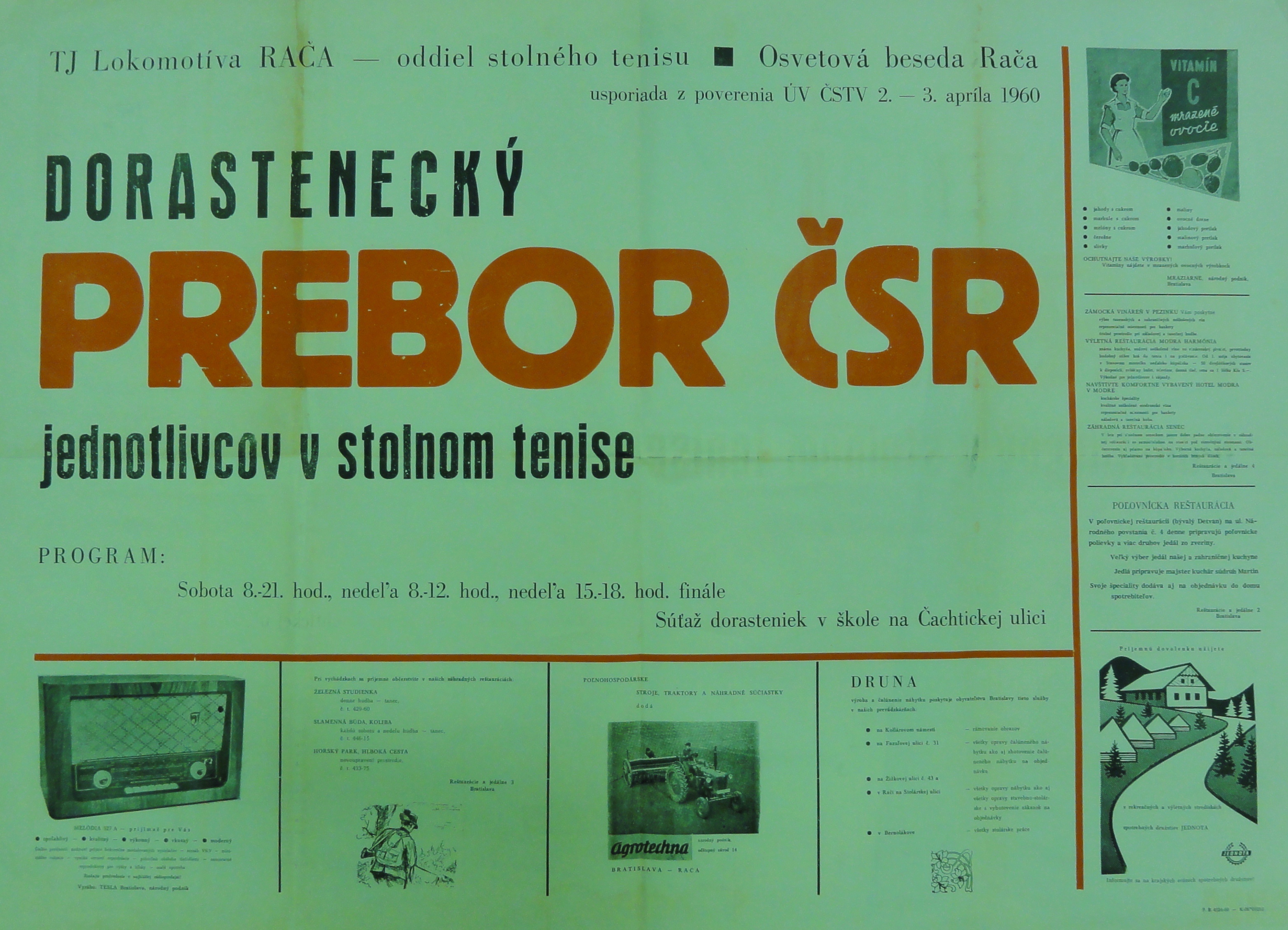 Náhledový obrázek Dorastanecký prebor ČSR jednotlivcov v stolnom tenise - 1