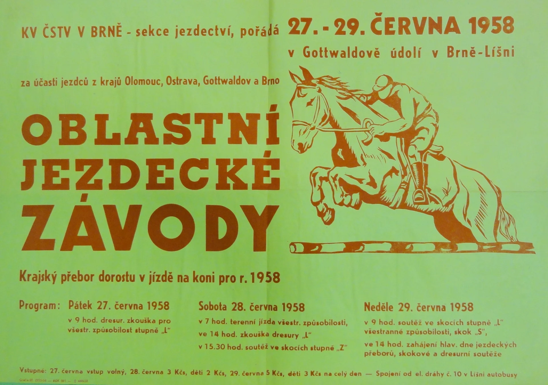 Náhledový obrázek předmětu Oblastní jezdecké závody. Brno-Líšeň