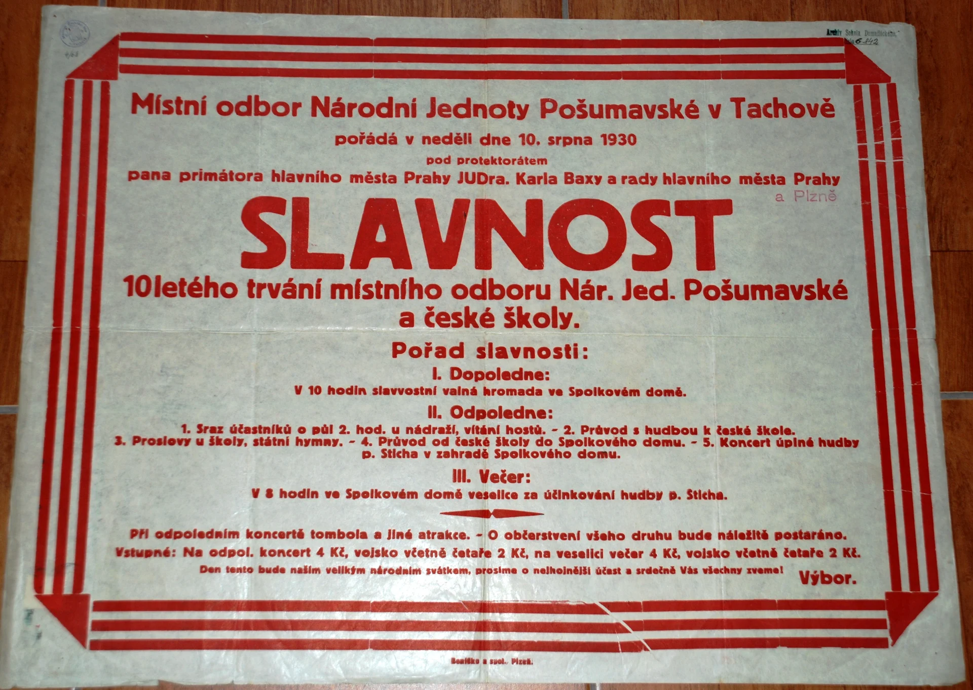 Náhledový obrázek předmětu Plakát Národní jednoty pošumavské