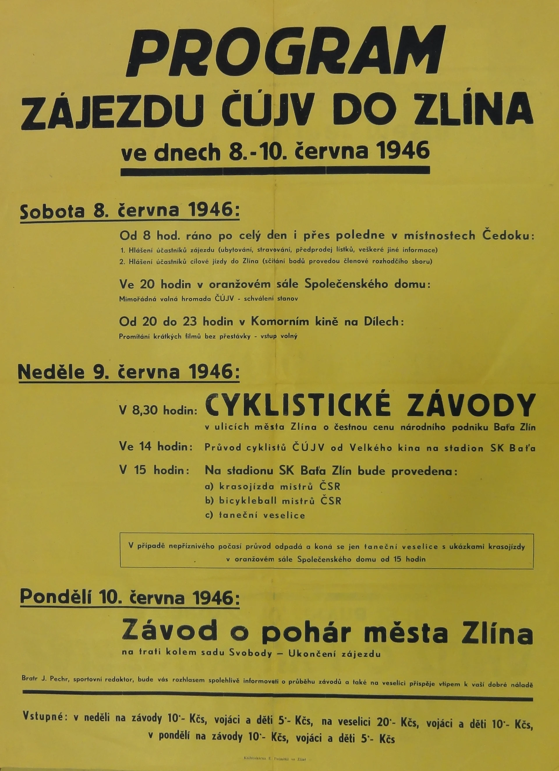 Náhledový obrázek předmětu Program zájezdu ČÚJV do Zlína