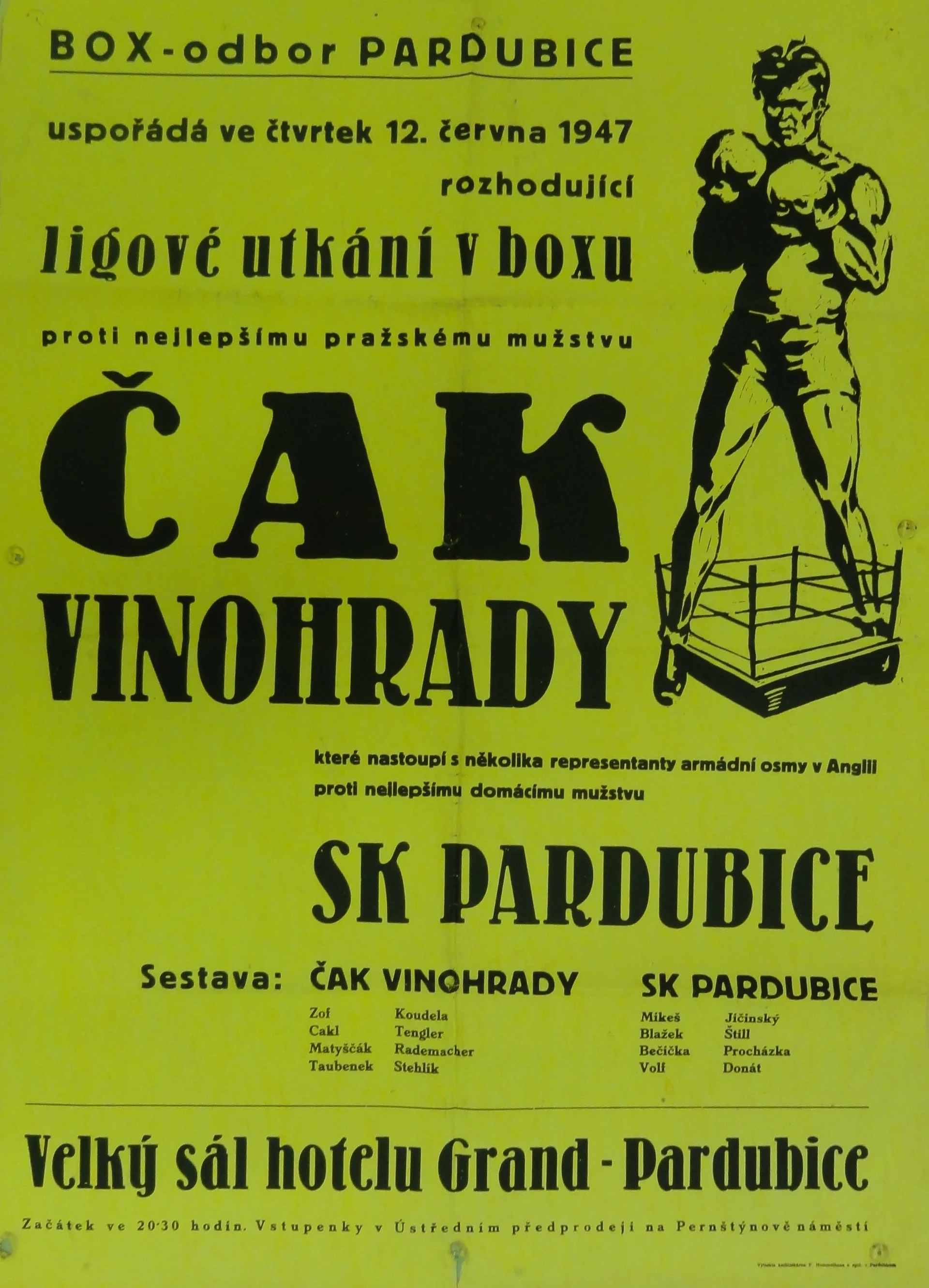 Náhledový obrázek předmětu Boxerské ligové utkání. ČAK Vinohrady - SK Pardubice
