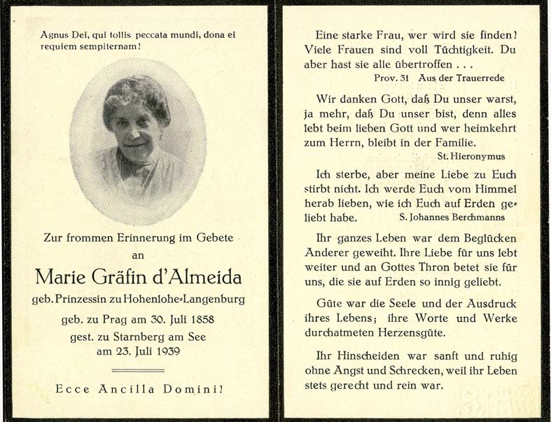 Náhledový obrázek Zbožná vzpomínka - Almeida, Marie Gräfin d´(geb. Prinzessin zu Hohenlohe-Langenburg) - 2
