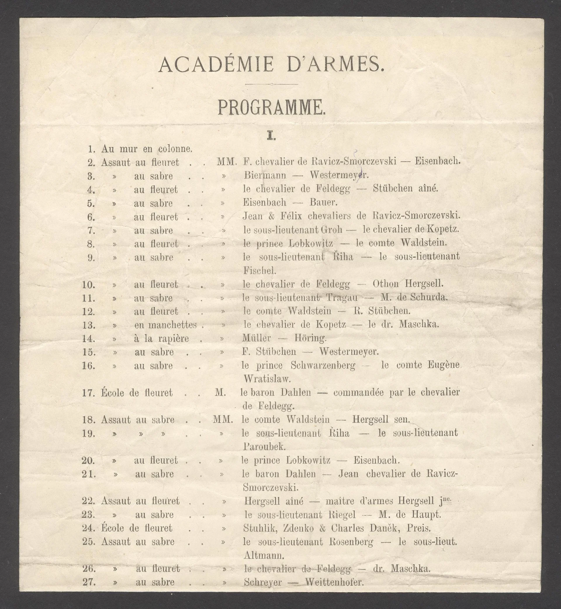 Náhledový obrázek předmětu Académie d´Armes. Prague