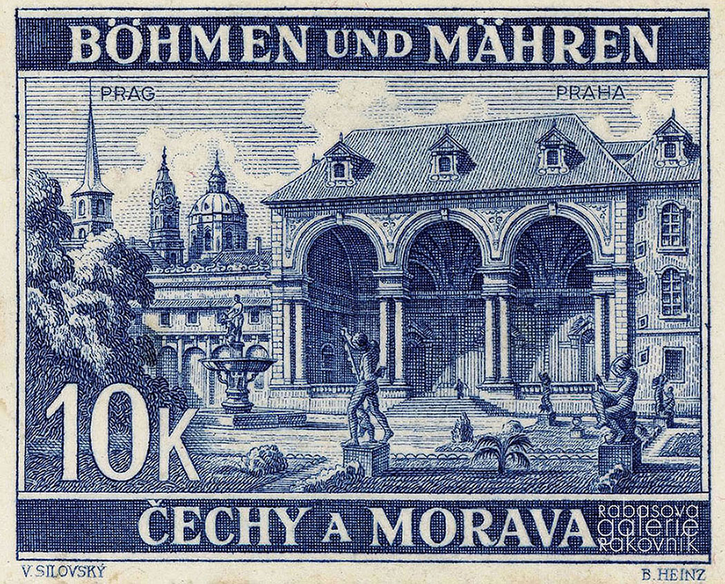 Náhledový obrázek Heinz Bohumil, pošt. zn. ČM, 10 K, Praha, V. Silovský Valdštejnský palác - 1
