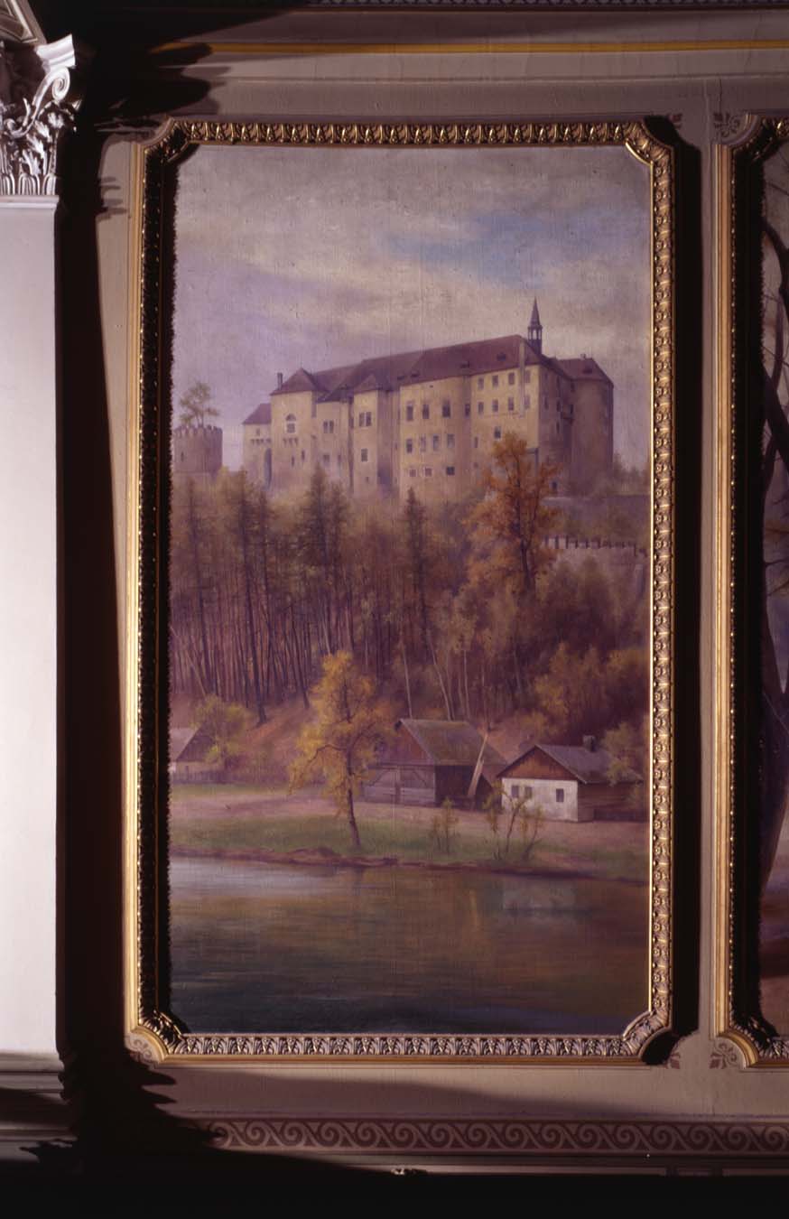 Náhledový obrázek Šternberk - krajinomalba nad zadním schodištěm - 1