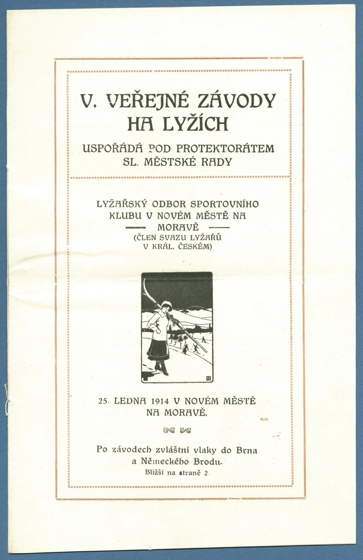 Náhledový obrázek předmětu V. Veřejné závody na lyžích. Lyžařský odbor SK v Novém Městě na Moravě