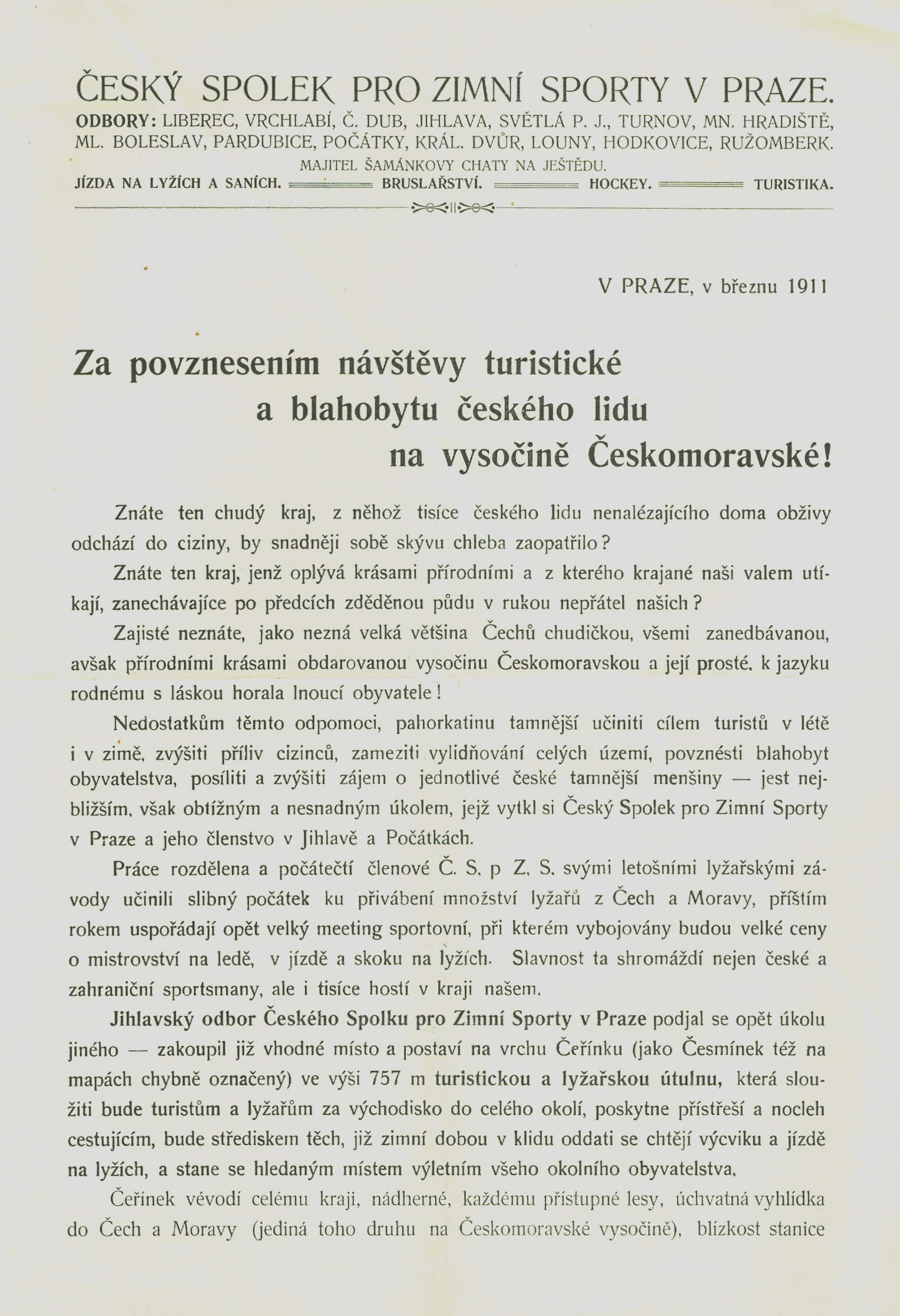 Náhledový obrázek Za povznesení návštěvy turistické a blahobytu českého lidu na vysočině Českomoravské! - 2