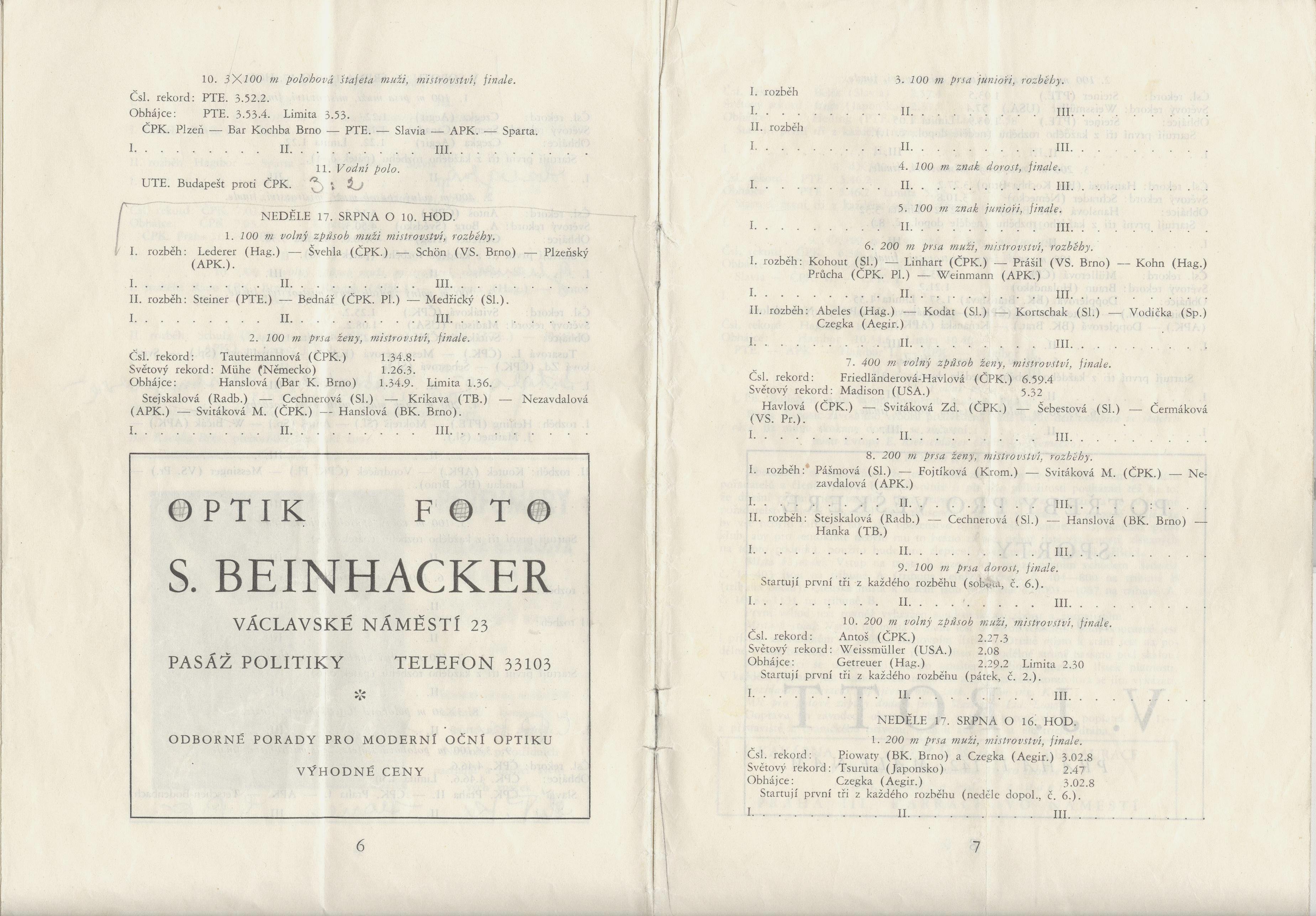 Náhledový obrázek Slavnostní otevření plaveckého stadionu pod Barrandovem a mistrovství Československé republiky v plování pro rok 1930 - 5