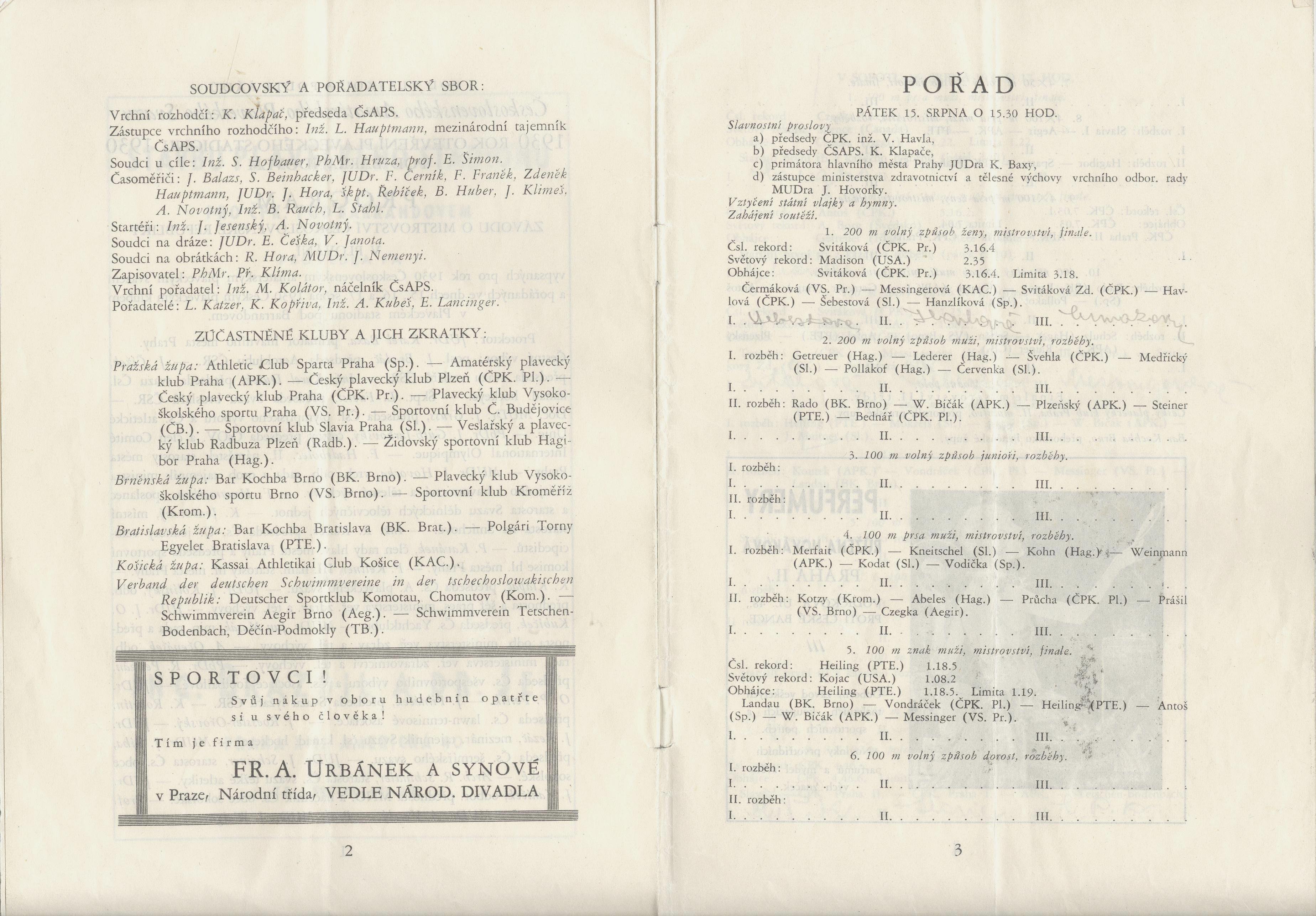 Náhledový obrázek Slavnostní otevření plaveckého stadionu pod Barrandovem a mistrovství Československé republiky v plování pro rok 1930 - 3