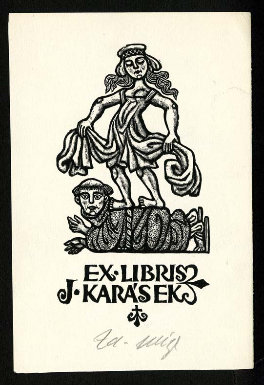 Náhledový obrázek Exlibris - Žena a mnich - 1