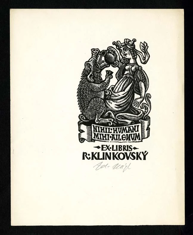 Náhledový obrázek předmětu Exlibris - Žena se džbánem a divočák