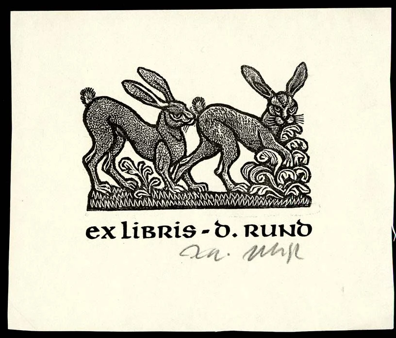Náhledový obrázek předmětu Exlibris - Dva zajíci