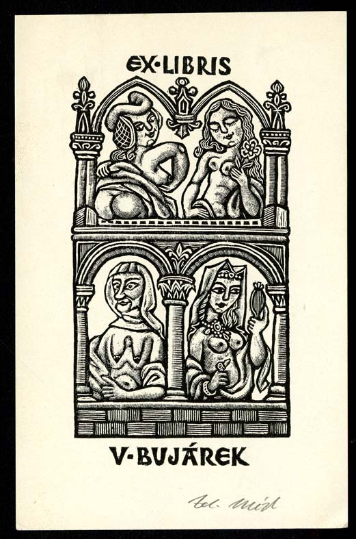 Náhledový obrázek Exlibris - Čtyři ženy v oknech - 1