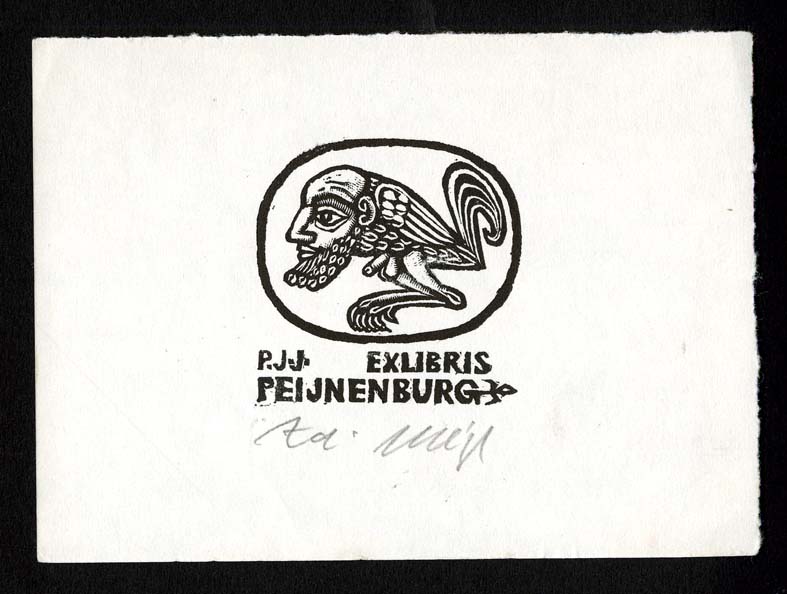 Náhledový obrázek Exlibris - Hybrid vousaté hlavy muže a zvířete - 1