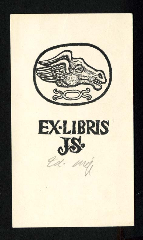 Náhledový obrázek Exlibris - Hlava koně s křídly místo uší - 1
