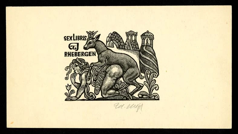 Obrázek Exlibris - Diana a srnec - nemravný motiv