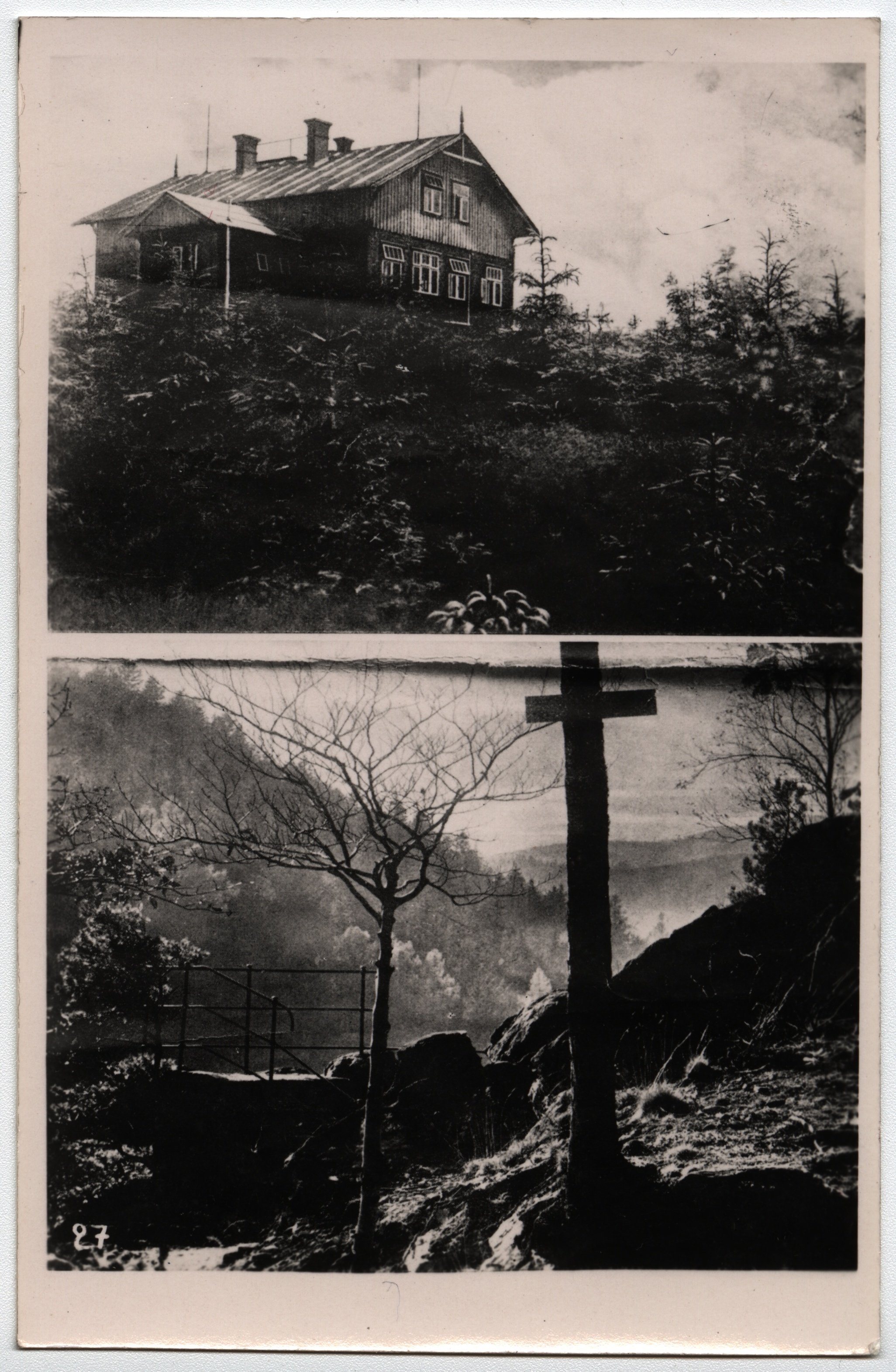 Náhledový obrázek Turistická chata na Borůvkové hoře a Čertova kazatelna nad Račím údolím na historické fotografii - 1