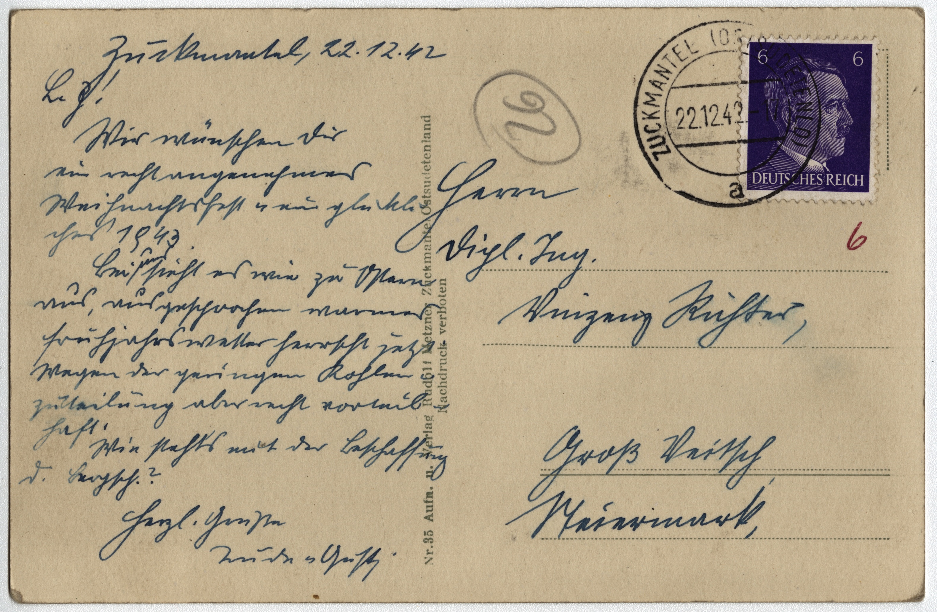 Náhledový obrázek Turistické odpočívadlo Hříbek nad Dolním Údolím na historické pohlednici (1942) - 2