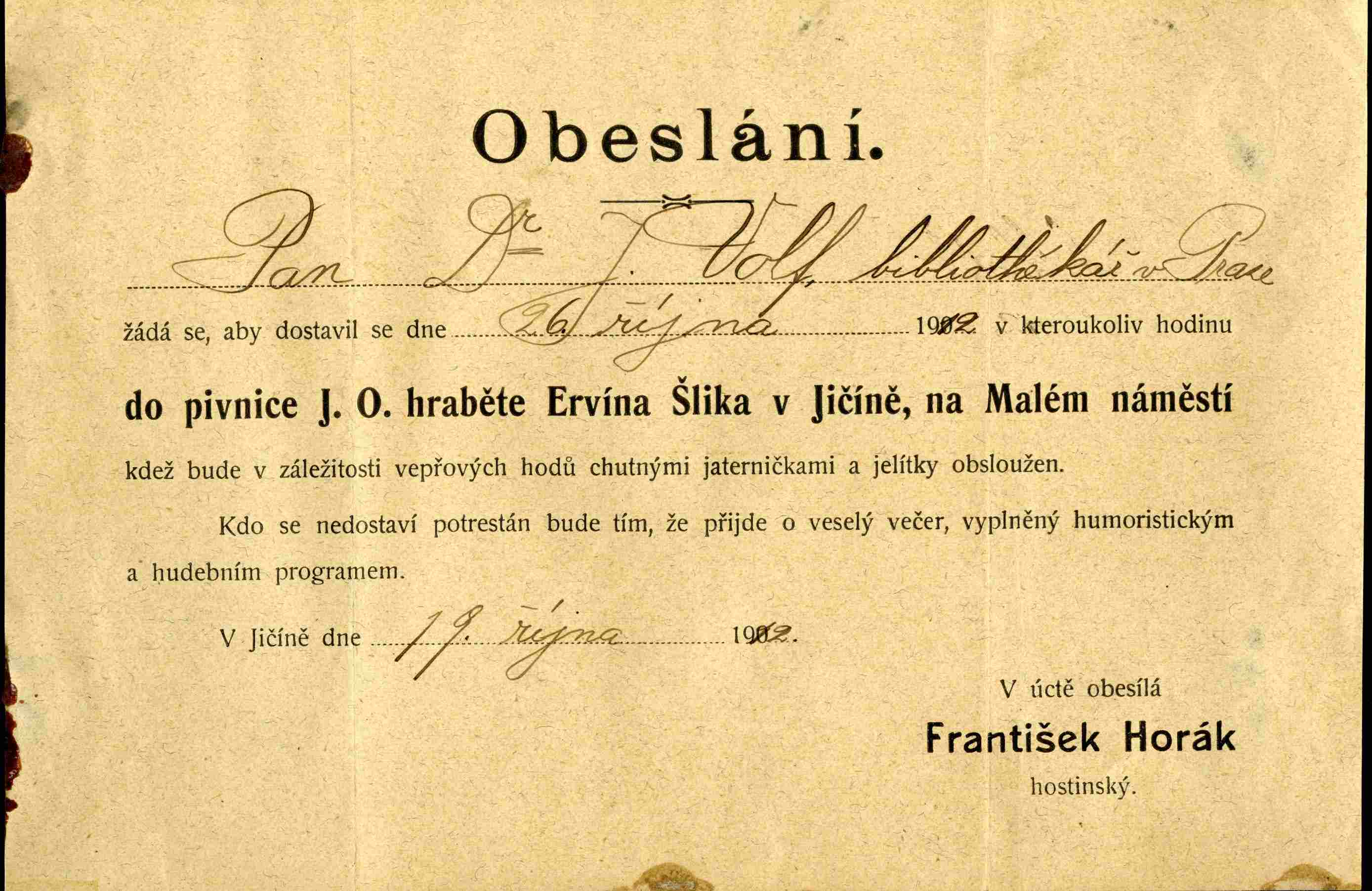 Náhledový obrázek Obeslání do pivnice - 1