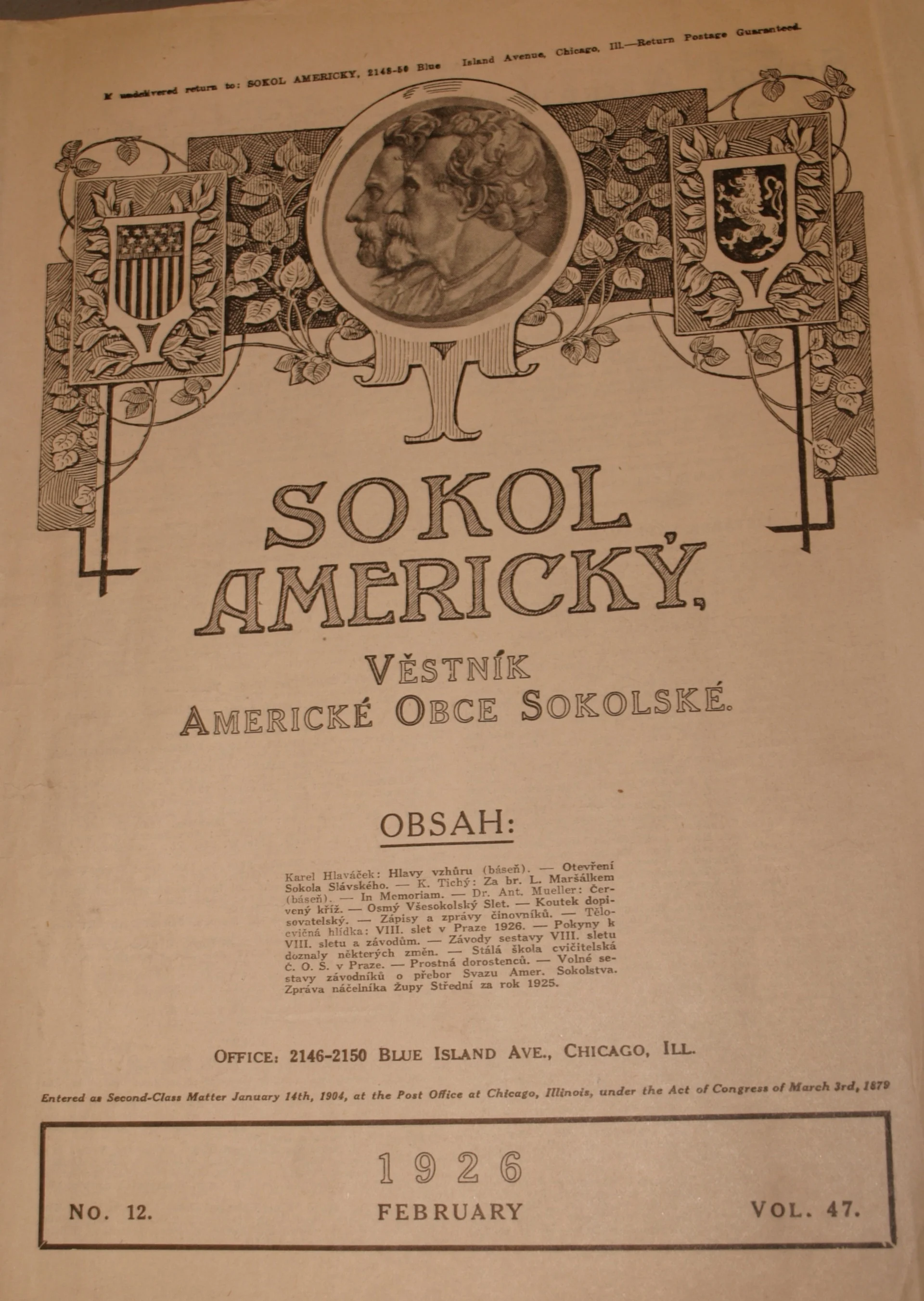 Náhledový obrázek předmětu Sokol Americký. Věstník Americké Obce Sokolské