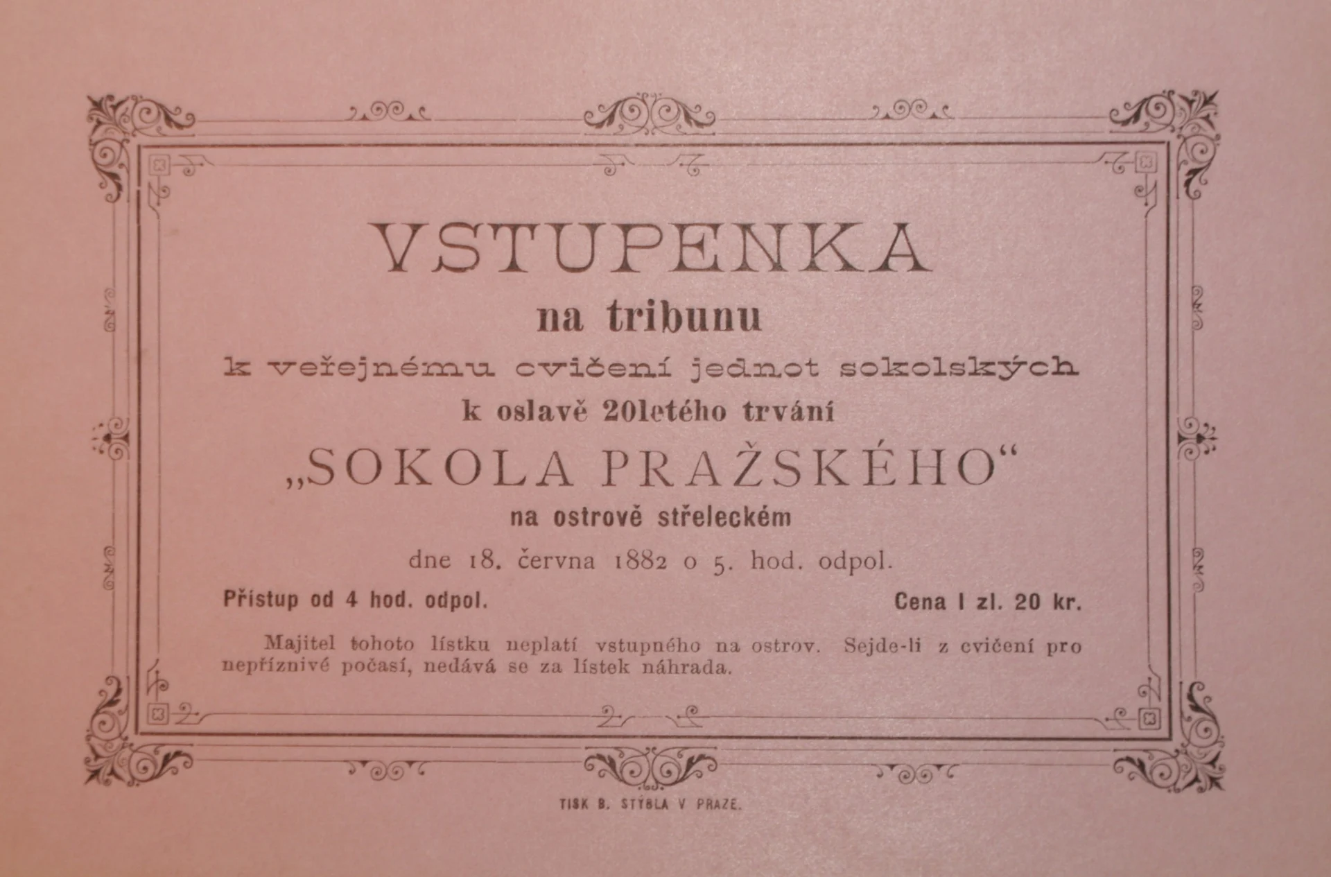 Náhledový obrázek předmětu Vstupenka na I. všesokolský slet