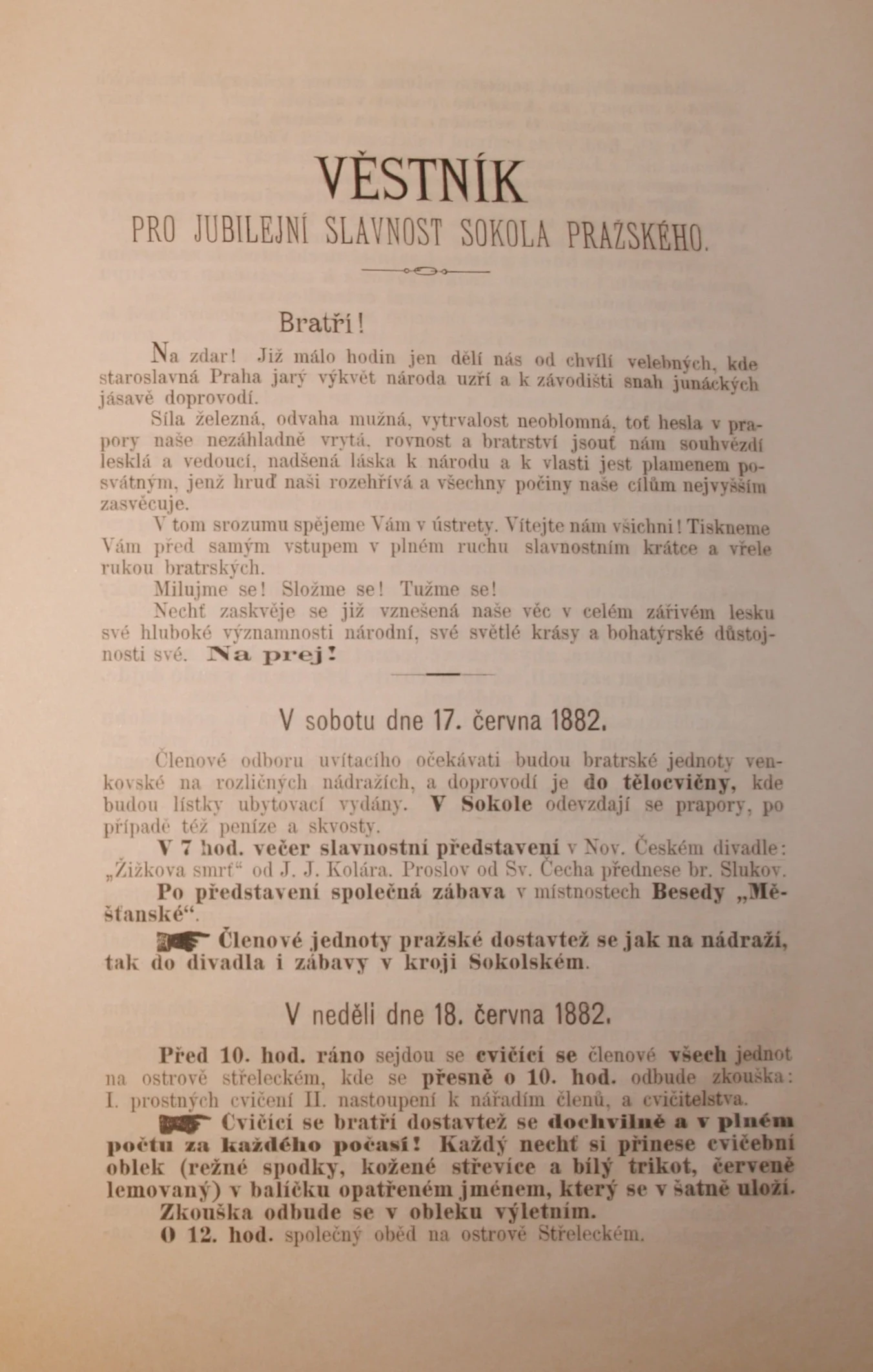 Náhledový obrázek předmětu Věstník pro Jubilejní slavnost Sokola Pražského