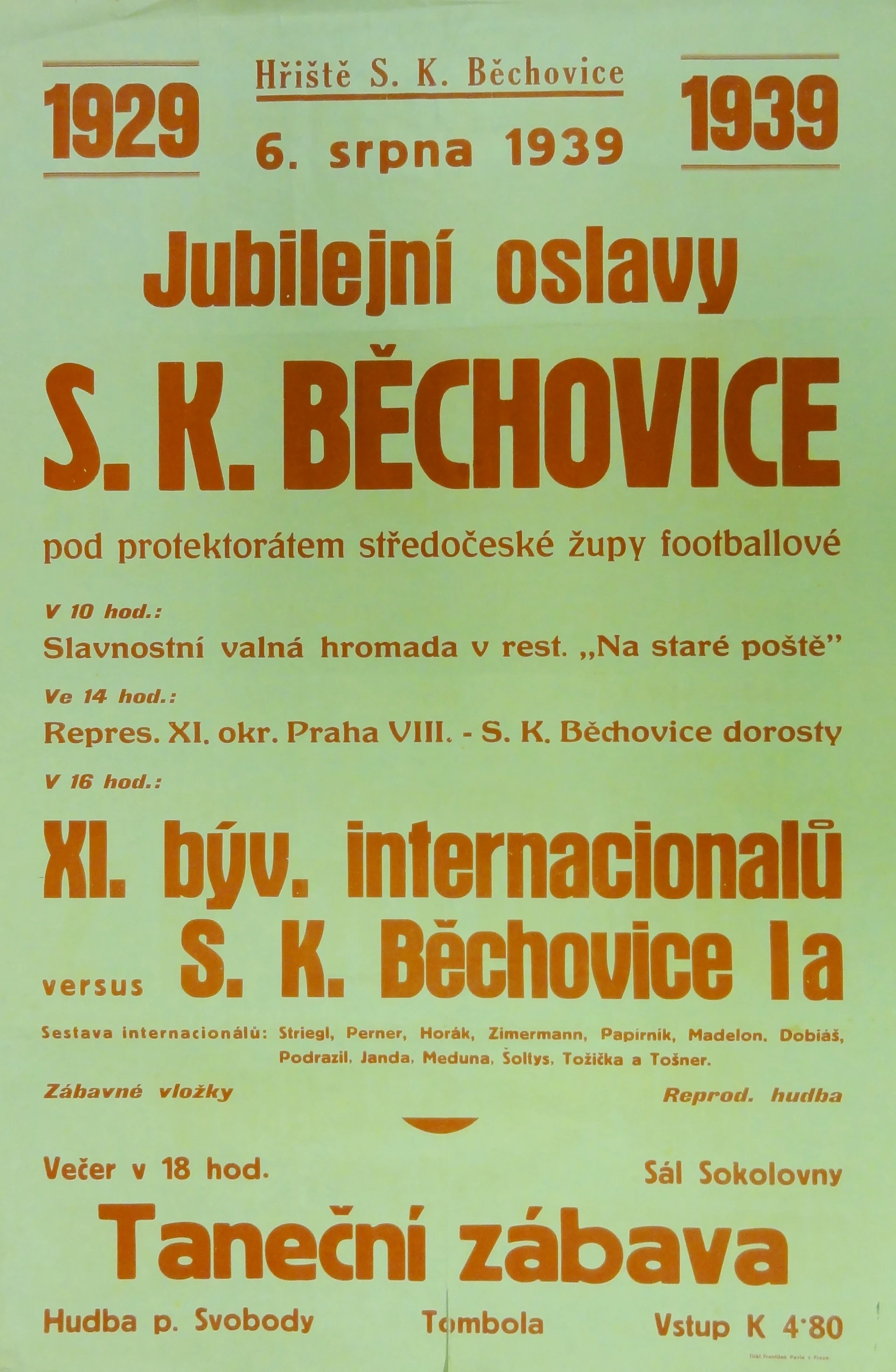 Náhledový obrázek předmětu Jubilejní oslavy S.K. Běchovice