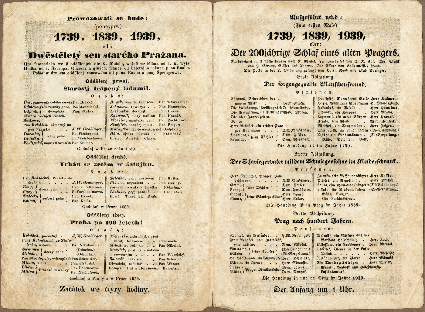 Náhledový obrázek Divadelní cedule 1739, 1839, 1939, čili Dvěstěletý sen starého Pražana - 1