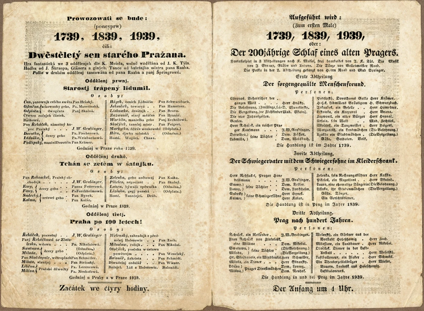 Náhledový obrázek předmětu Divadelní cedule 1739, 1839, 1939, čili Dvěstěletý sen starého Pražana