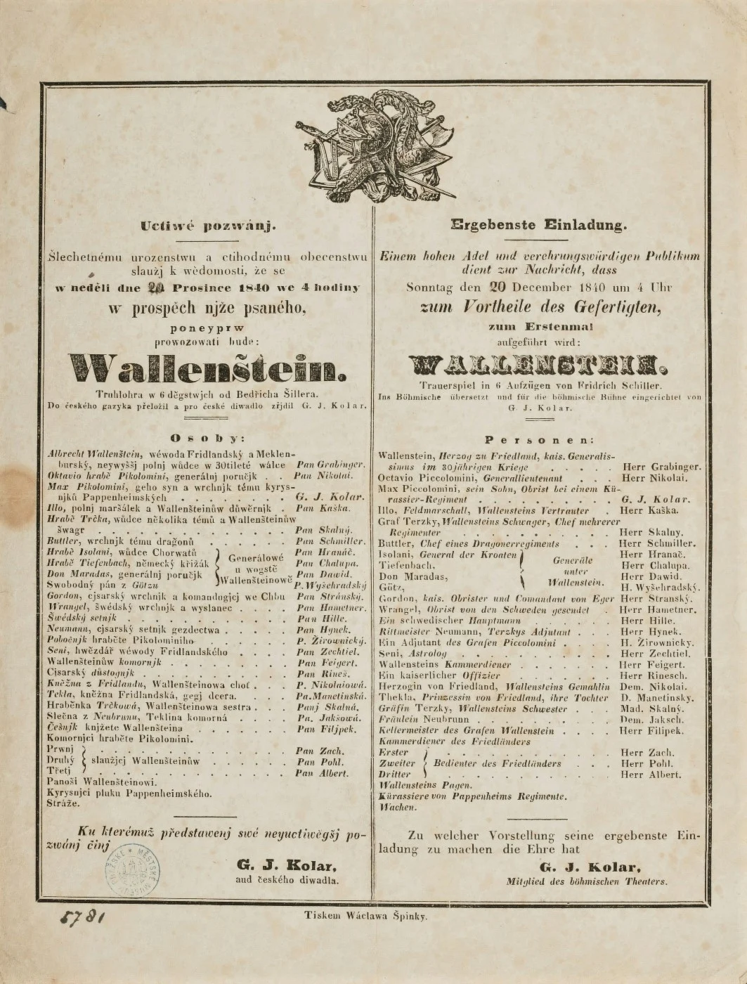 Náhledový obrázek předmětu Divadelní cedule Wallenstein (Valdštejn)