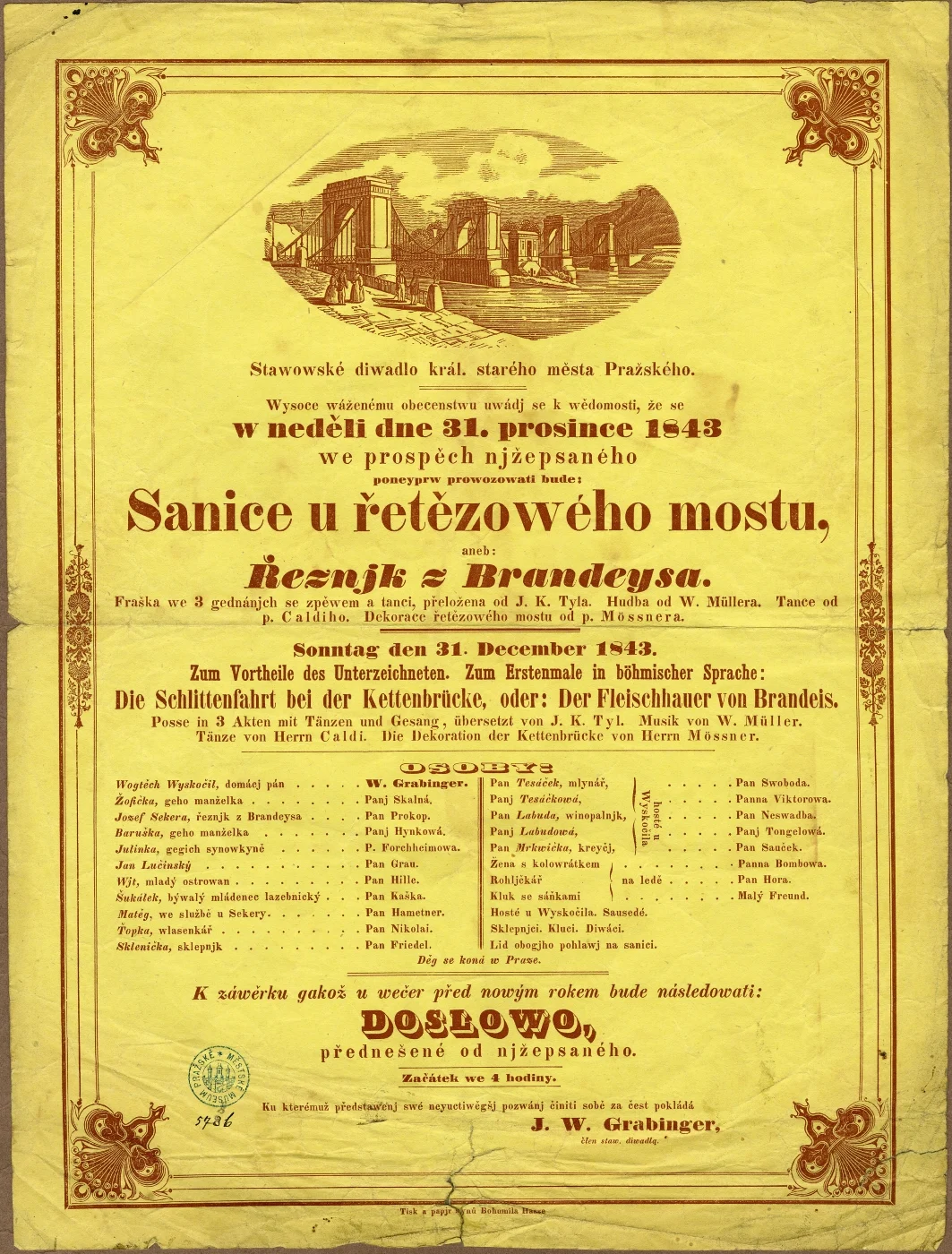 Náhledový obrázek předmětu Divadelní cedule Sanice u Řetězového mostu aneb Řezník z Brandejsa