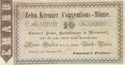 Náhledový obrázek Nouzové platidlo z let 1848-1849 - 10 krejcarů - 1