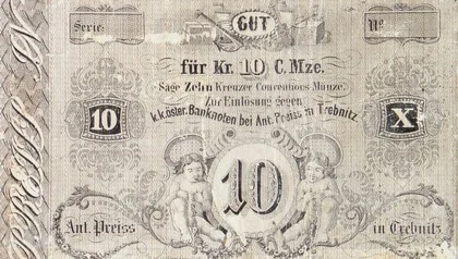 Náhledový obrázek předmětu Nouzové platidlo z let 1848-1849 - 10 krejcarů