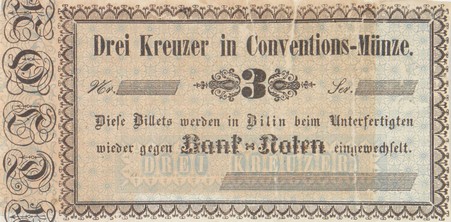 Náhledový obrázek Nouzové platidlo z let 1848-1849 - 3 krejcary - 1