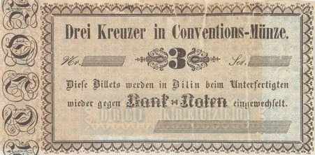 Náhledový obrázek předmětu Nouzové platidlo z let 1848-1849 - 3 krejcary
