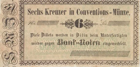 Náhledový obrázek předmětu Nouzové platidlo z let 1848-1849 - 6 krejcarů