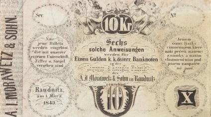 Náhledový obrázek předmětu Nouzové platidlo z let 1848-1849 - 10 krejcarů