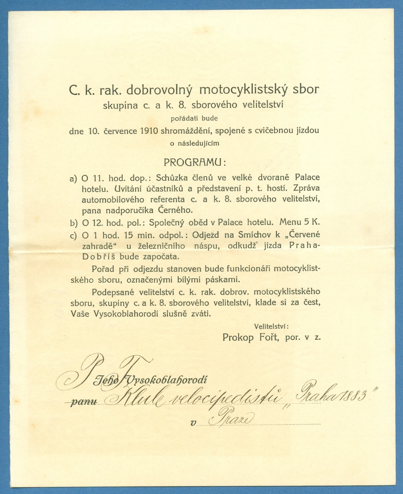 Náhledový obrázek předmětu C. k. rak. dobrovolný motocyklistský sbor
