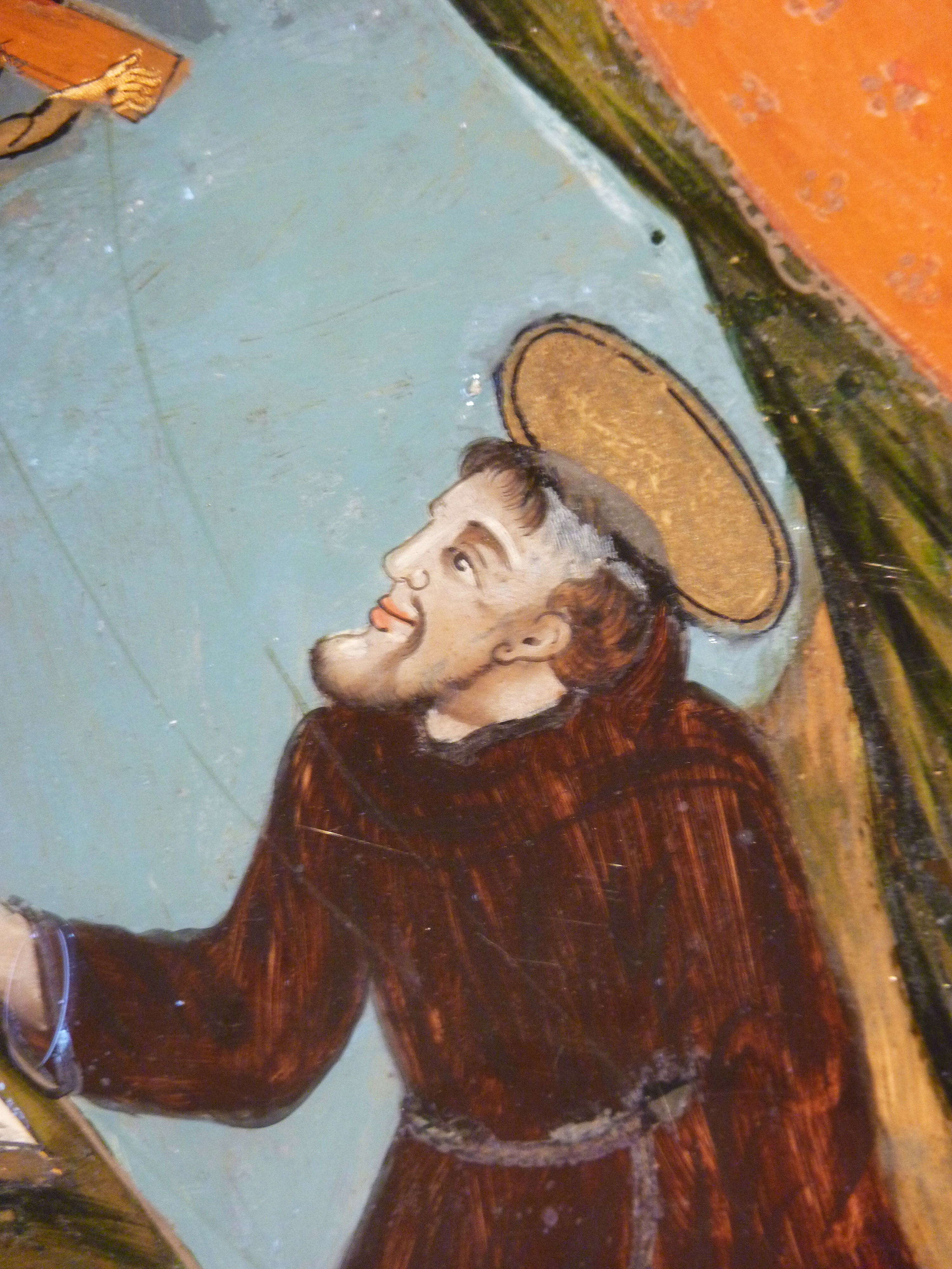 Náhledový obrázek Sv. František - malba na skle - 2