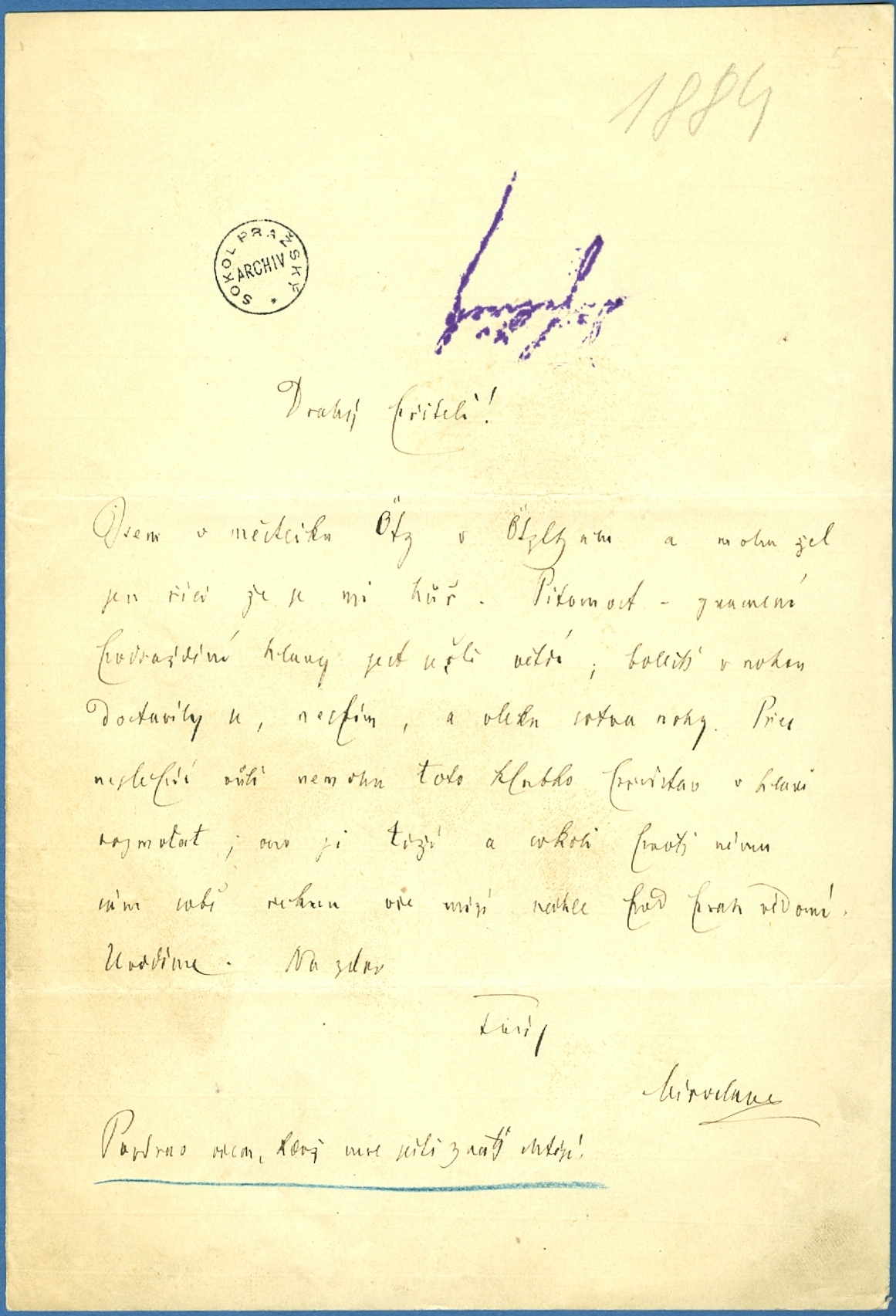 Náhledový obrázek Dopis Miroslava Tyrše dr. Františku Čížkovi - 1
