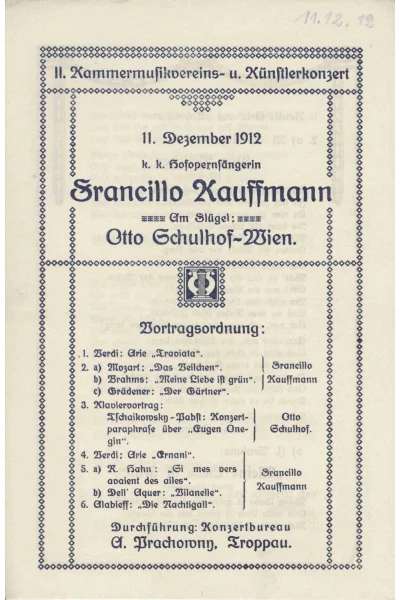 Náhledový obrázek předmětu Program koncertu