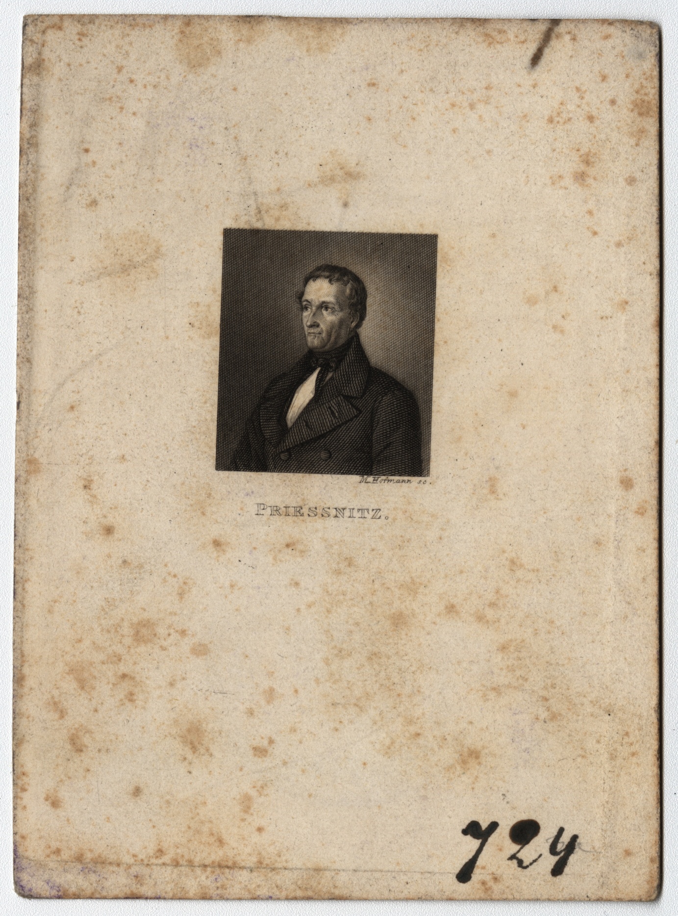 Náhledový obrázek Vincenz Priessnitz (1799-1851) na drobné litografii - 1