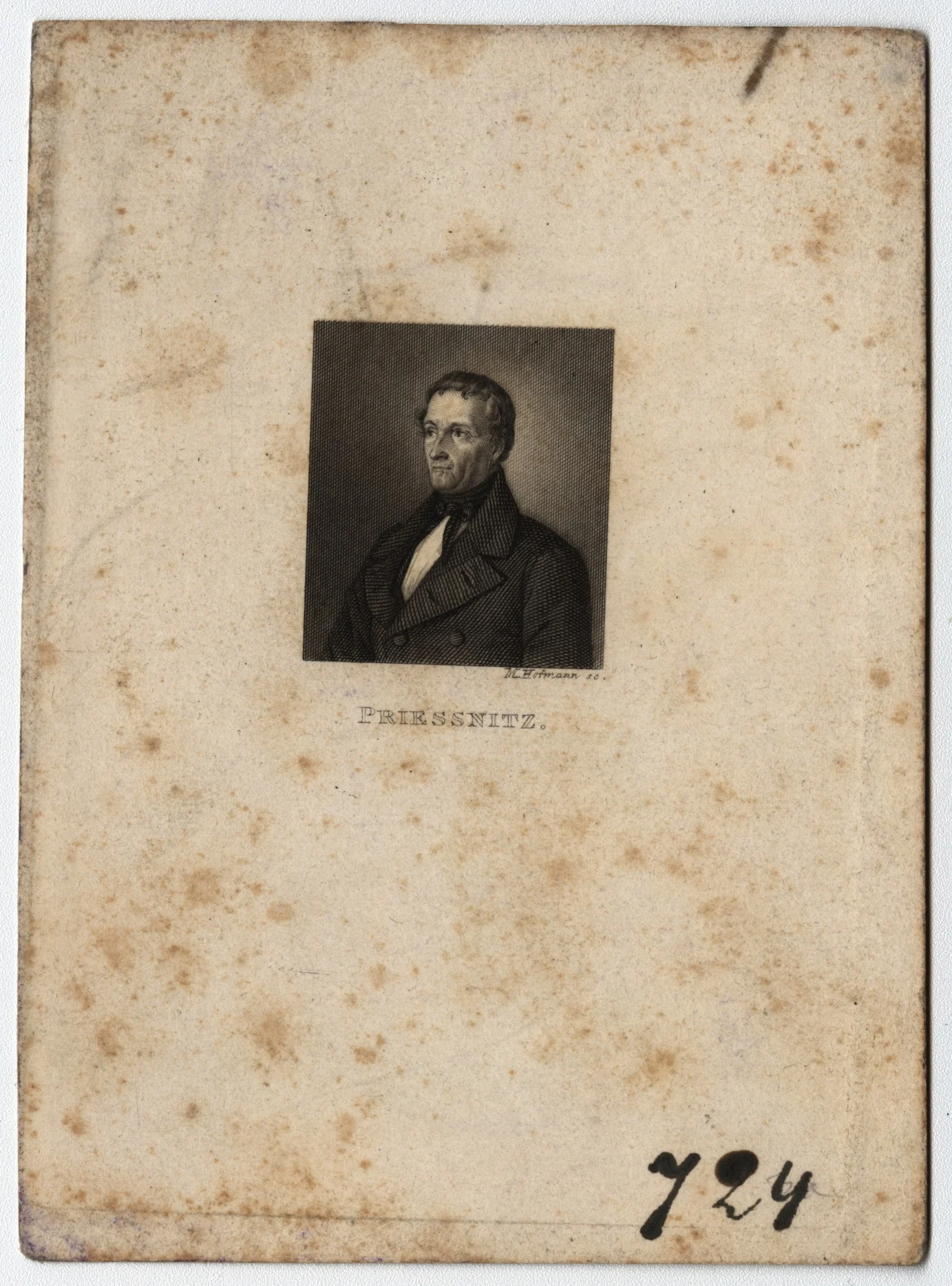 Náhledový obrázek předmětu Vincenz Priessnitz (1799-1851) na drobné litografii