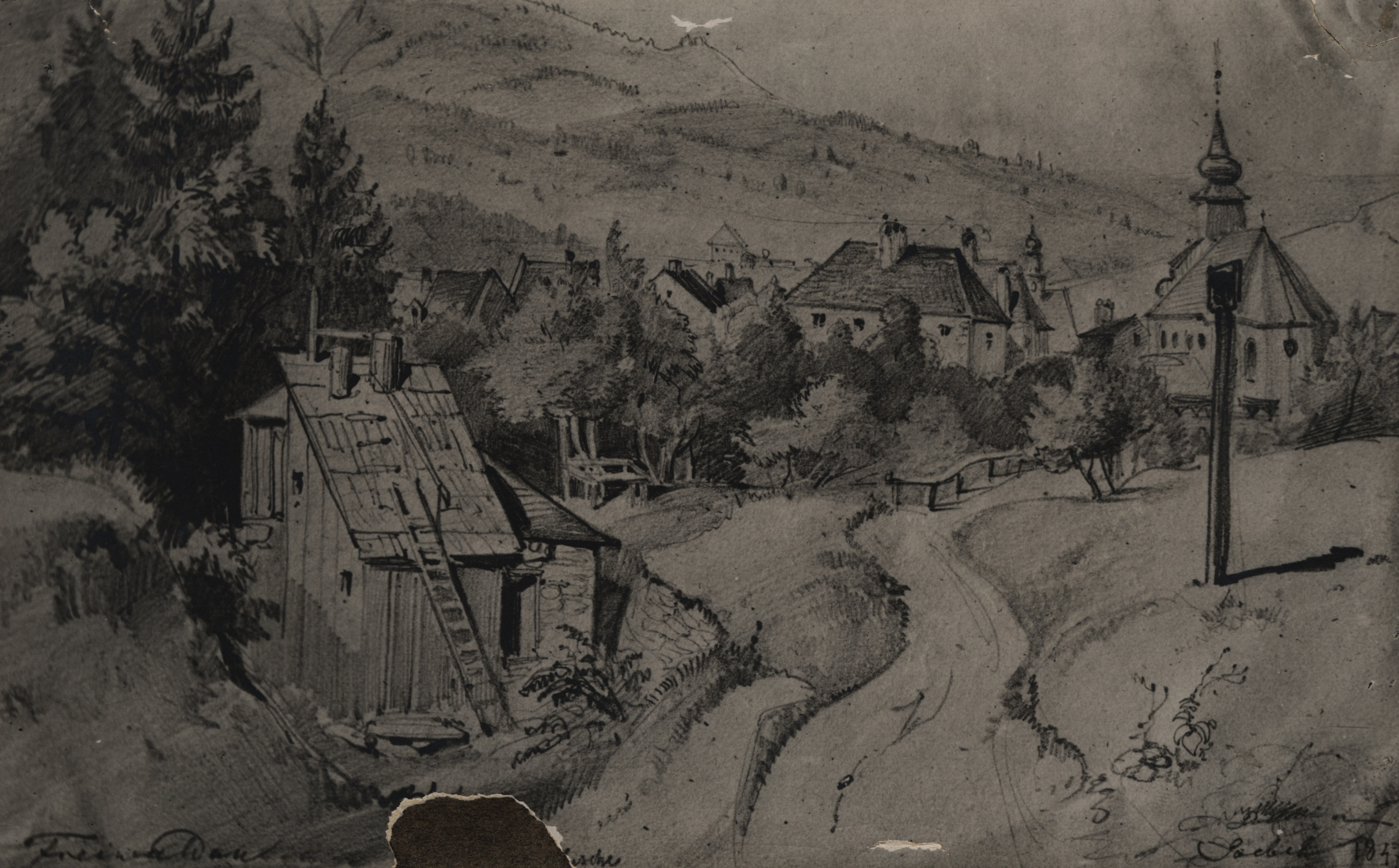 Náhledový obrázek Carl Goebel: střed města Jeseník (1847) - 1
