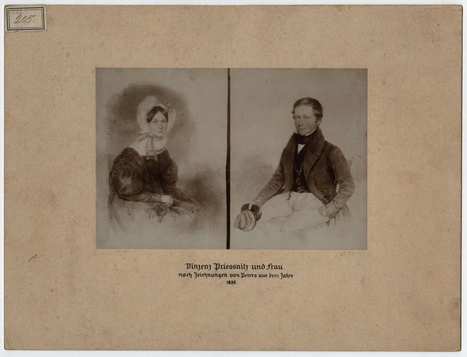 Náhledový obrázek předmětu Reprodukce kreseb manželů Vincenze a Sofie Priessnitz (1836)