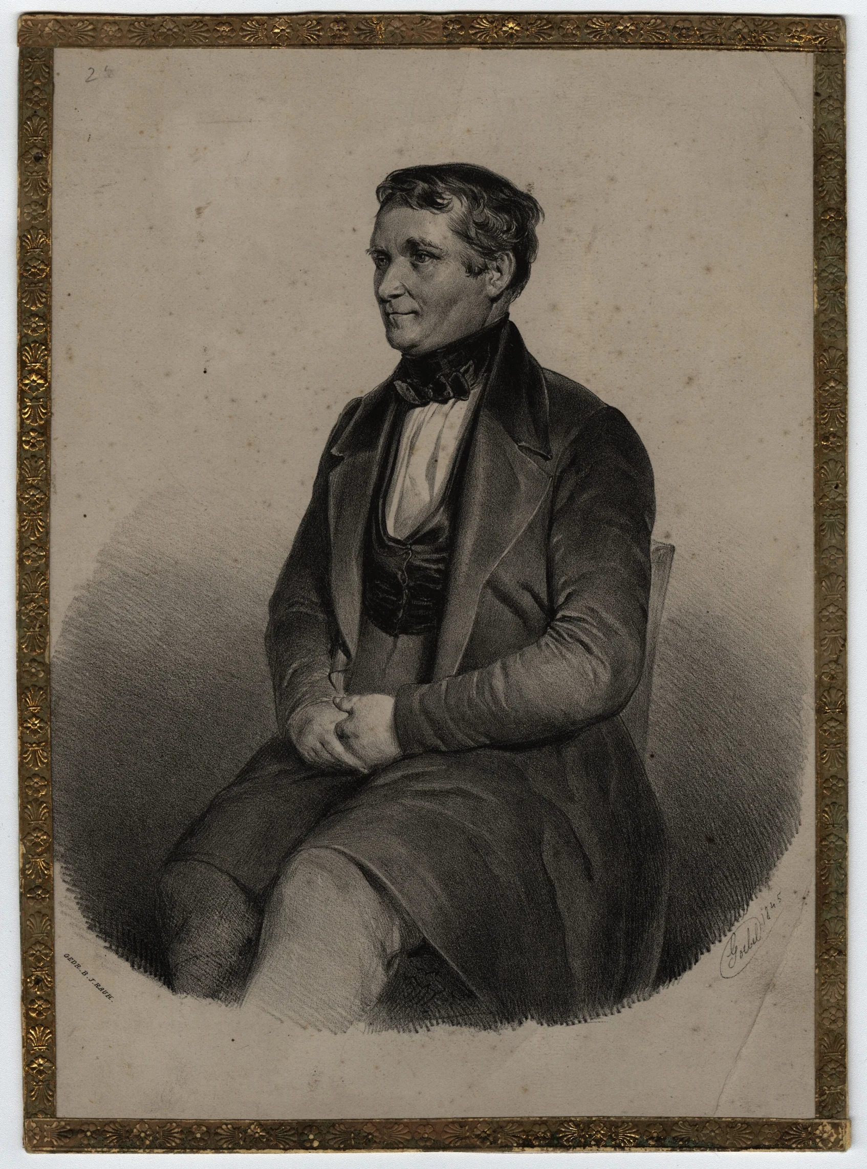 Náhledový obrázek předmětu Litografie Vincenze Priessnitze se zlaceným orámováním (1845)