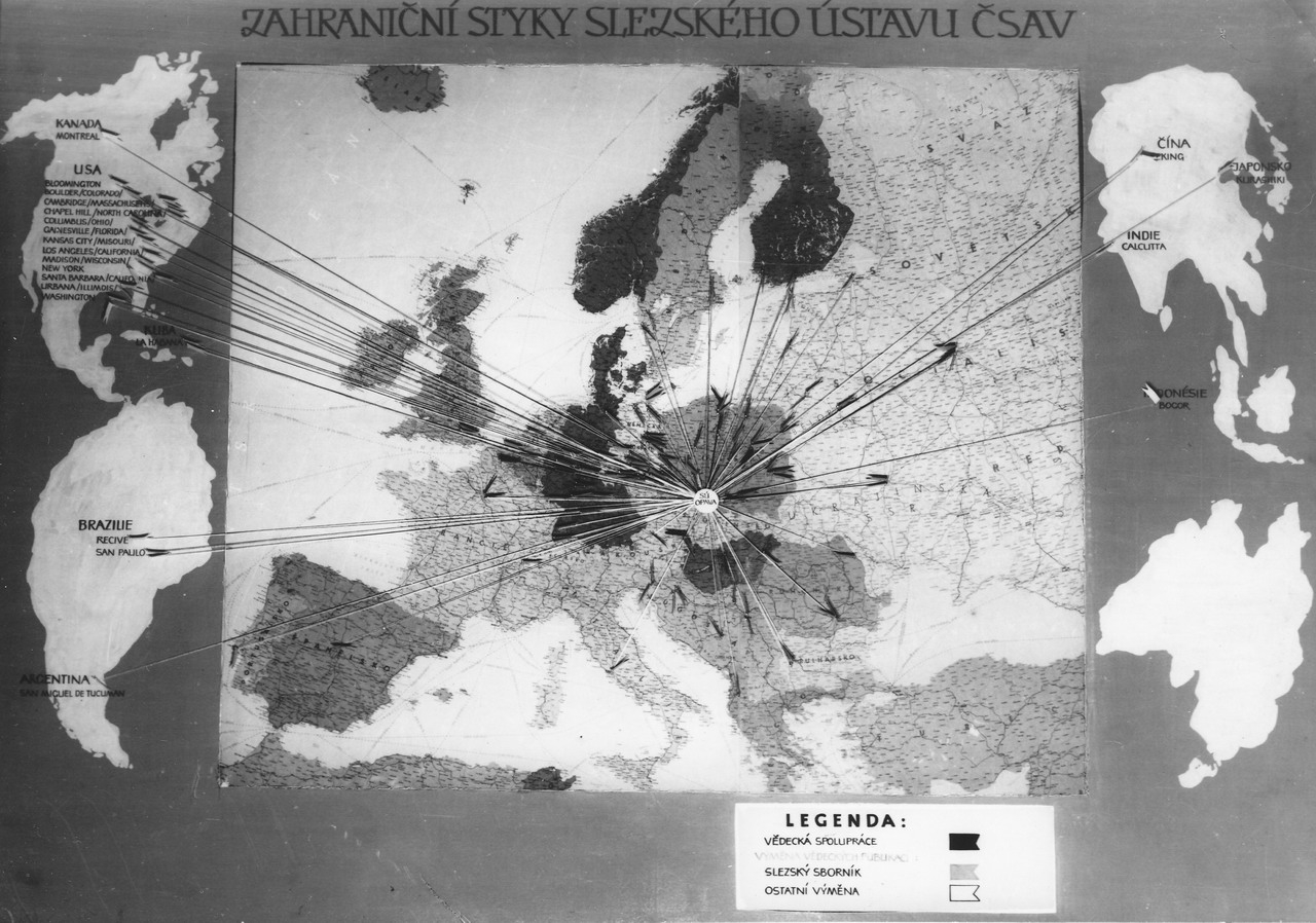 Náhledový obrázek Mapa - zahraniční styky SÚ ČSAV - 1