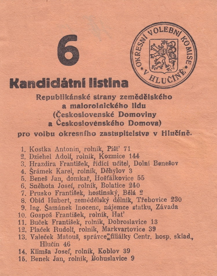 Náhledový obrázek Kandidátský lístek k volbám - 4