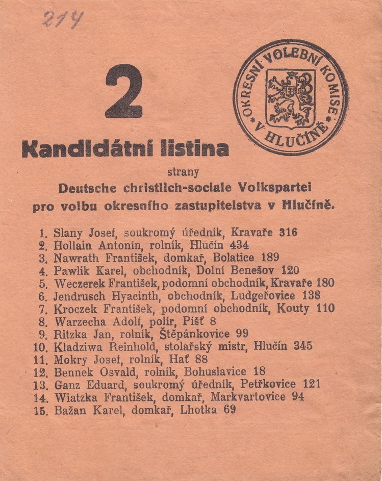 Náhledový obrázek Kandidátský lístek k volbám - 5