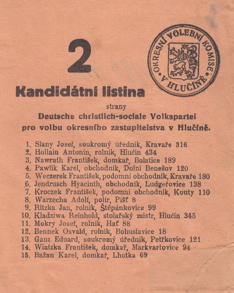 Náhledový obrázek předmětu Kandidátský lístek k volbám